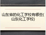 山东省的化工学校有哪些(山东化工学校)