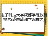 电子科技大学成都学院软科排名(成电成都学院排名)