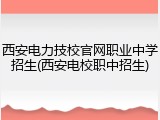 西安电力技校官网职业中学招生(西安电校职中招生)