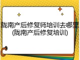 陇南产后修复师培训去哪里(陇南产后修复培训)