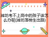 潍坊考不上高中的孩子该怎么办呢(潍坊落榜生出路)