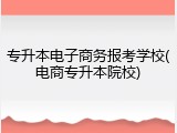 专升本电子商务报考学校(电商专升本院校)