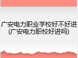 广安电力职业学校好不好进(广安电力职校好进吗)