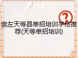 崇左天等县单招培训学校推荐(天等单招培训)