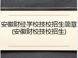 安徽财经学校技校招生简章(安徽财校技校招生)
