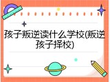 孩子叛逆读什么学校(叛逆孩子择校)
