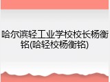 哈尔滨轻工业学校校长杨衡铭(哈轻校杨衡铭)