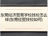 东莞经济贸易学校技校怎么样(东莞经贸技校如何)