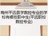 梅州平远县学数控专业的学校有哪些职中生(平远职校数控专业)