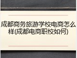 成都商务旅游学校电商怎么样(成都电商职校如何)