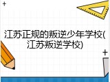 江苏正规的叛逆少年学校(江苏叛逆学校)