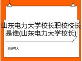 山东电力大学校长职校校长是谁(山东电力大学校长)