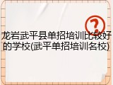 龙岩武平县单招培训比较好的学校(武平单招培训名校)