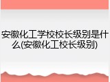 安徽化工学校校长级别是什么(安徽化工校长级别)