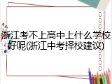 浙江考不上高中上什么学校好呢(浙江中考择校建议)