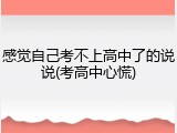 感觉自己考不上高中了的说说(考高中心慌)