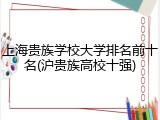 上海贵族学校大学排名前十名(沪贵族高校十强)