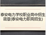 泰安电力学校职业高中招生简章(泰安电力职高招生)