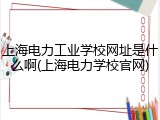上海电力工业学校网址是什么啊(上海电力学校官网)