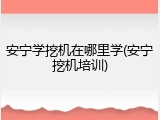 安宁学挖机在哪里学(安宁挖机培训)