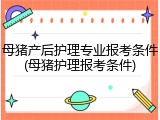 母猪产后护理专业报考条件(母猪护理报考条件)