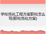 学校亮化工程方案职校怎么写(职校亮化方案)