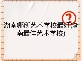 湖南哪所艺术学校最好(湖南最佳艺术学校)