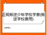 正规叛逆少年学校学费(叛逆学校费用)