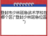 登封市少林延鲁武术学校在哪个区("登封少林延鲁位置")