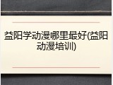 益阳学动漫哪里最好(益阳动漫培训)