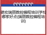 德宏瑞丽数控编程培训学校哪家好点(瑞丽数控编程培训)