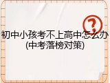 初中小孩考不上高中怎么办(中考落榜对策)