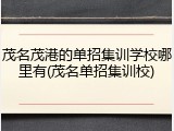茂名茂港的单招集训学校哪里有(茂名单招集训校)