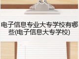 电子信息专业大专学校有哪些(电子信息大专学校)