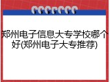 郑州电子信息大专学校哪个好(郑州电子大专推荐)