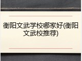 衡阳文武学校哪家好(衡阳文武校推荐)
