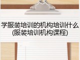 学服装培训的机构培训什么(服装培训机构课程)