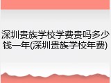 深圳贵族学校学费贵吗多少钱一年(深圳贵族学校年费)