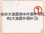 安庆太湖县高中外语补习机构(太湖县外语补习)