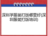 深圳学服装打版哪里好(深圳服装打版培训)