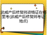 武威产后修复师资格证在哪里考(武威产后修复师考证地点)