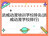 武威动漫培训学校排名(武威动漫学校排行)