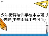 少年街舞培训学校中专可以去吗(少年街舞中专可读)