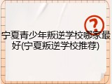 宁夏青少年叛逆学校哪家最好(宁夏叛逆学校推荐)