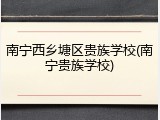 南宁西乡塘区贵族学校(南宁贵族学校)
