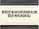 贵阳艺考培训机构排名(贵阳艺考机构排名)