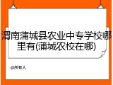 渭南蒲城县农业中专学校哪里有(蒲城农校在哪)