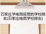 石家庄学电商运营的学校排名(石家庄电商学校排名)