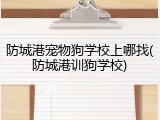 防城港宠物狗学校上哪找(防城港训狗学校)