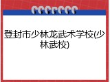 登封市少林龙武术学校(少林武校)